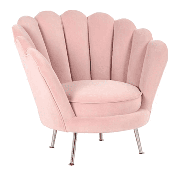Shell Motif Luxury Pink Velvet Lounge Chair