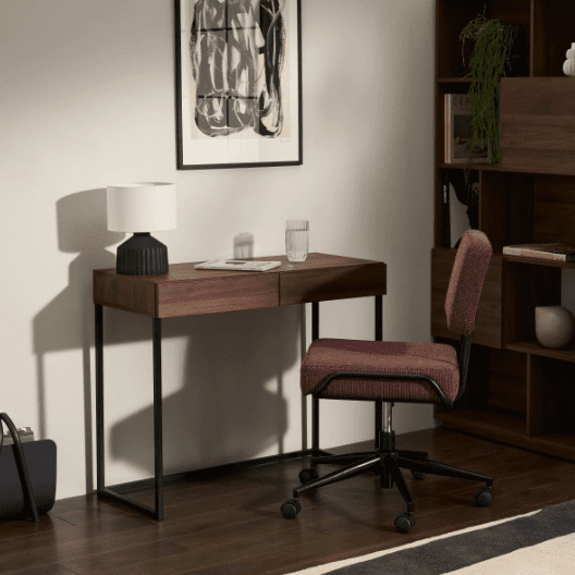 Buy Online Dark Walnut Desk in UK | Dressing Table with Steel Legs in UK